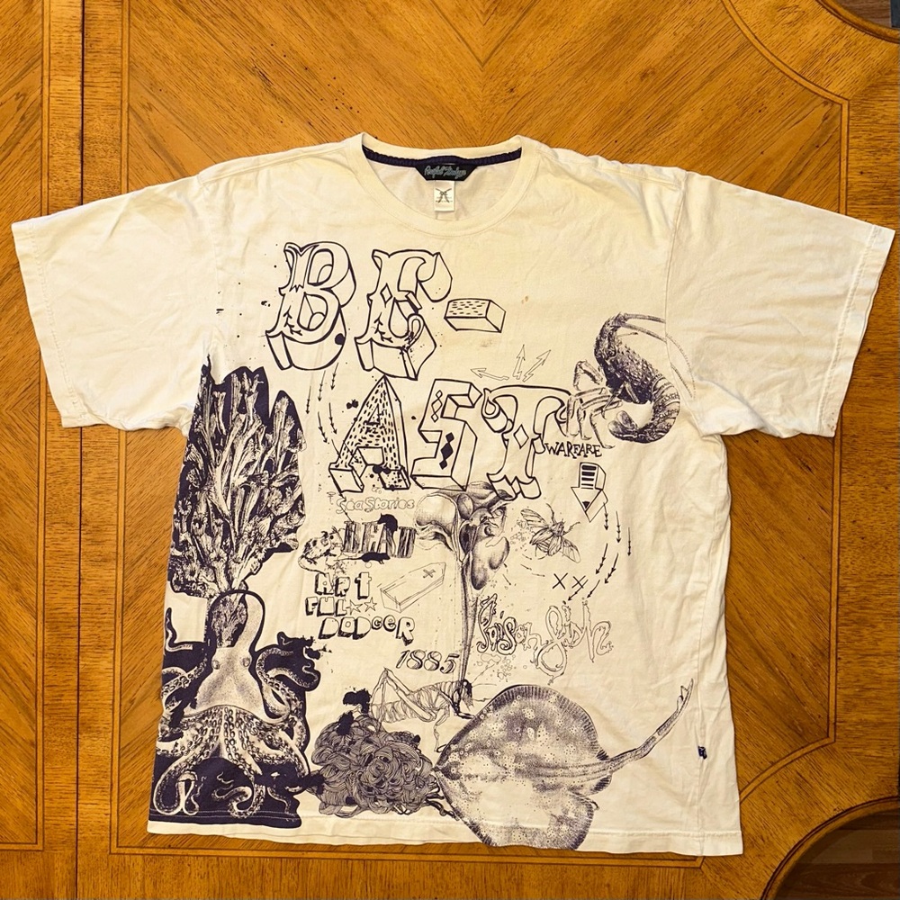 Artful Dodger Streetwear Graphic Tee TShirt Mens 4XL White Beast Warfare Flaws!